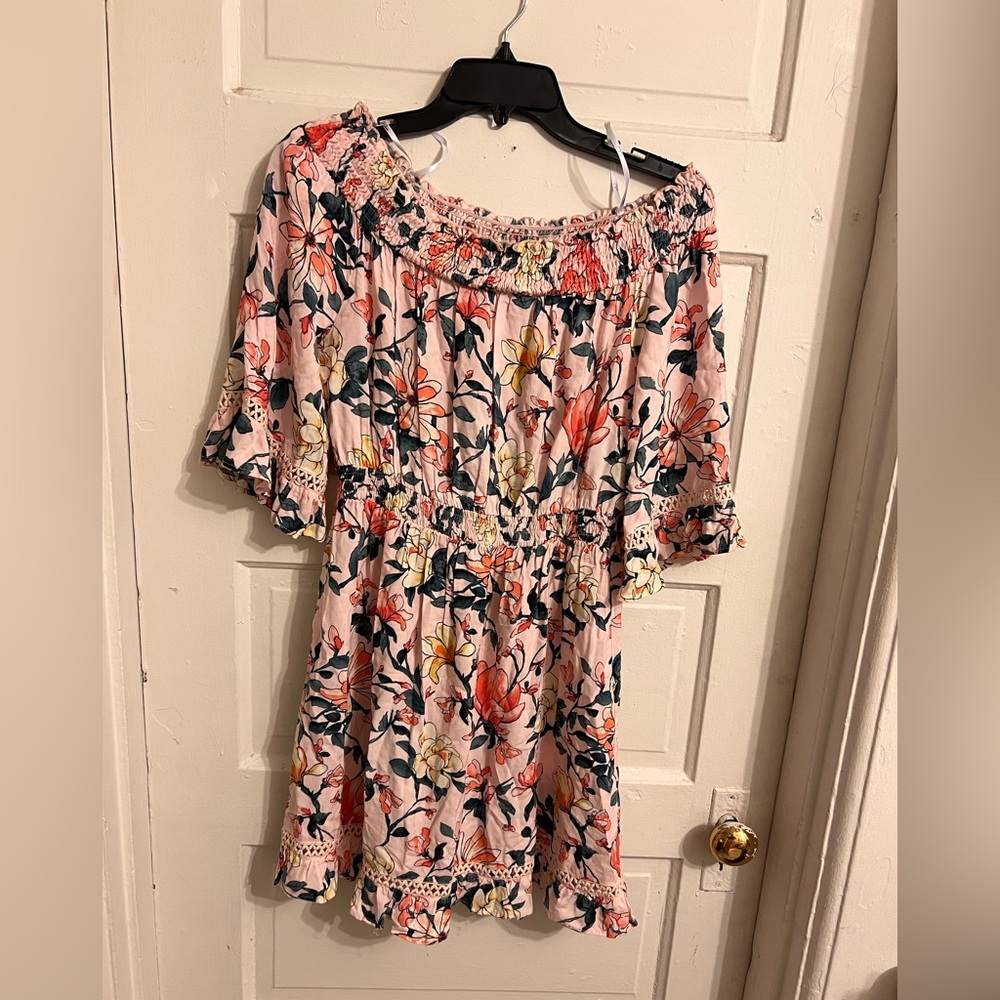 Lulu's Blush Floral Smocked Dress